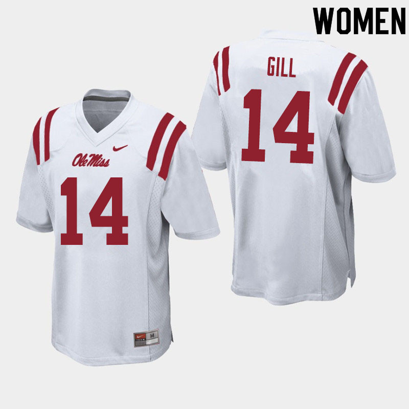 Daylen Gill Ole Miss Rebels NCAA Women's White #14 Stitched Limited College Football Jersey HMB3758OL